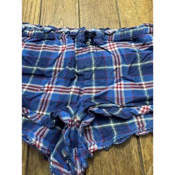 Y2K Abercrombie & Fitch Plaid Pajama Micro Short Shorts Moose Logo Large 2000s - Picture 3 of 5